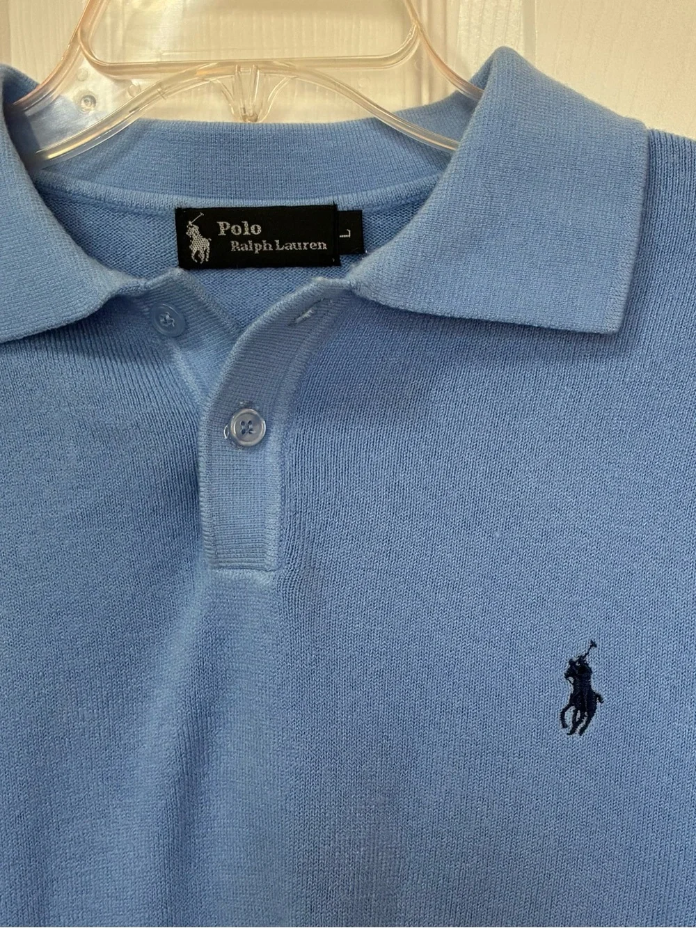 Polo Ralph Lauren Cashmere Polo Sweater Men’s Large Blue Soft Preppy Old Money